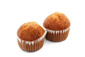 Sweet cup cake on white background