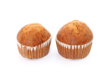 Sweet cup cake on white background