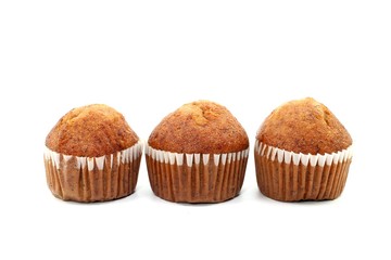 Sweet cup cake on white background