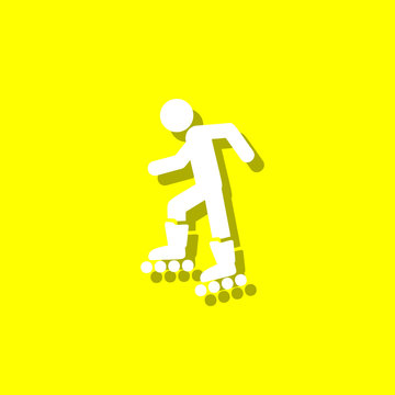 roller skating white icon with shadow