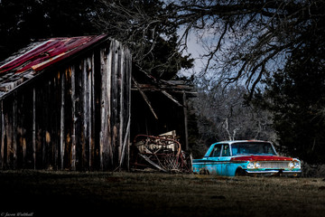 old car and shed