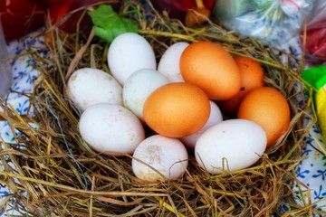 easter eggs in a nest