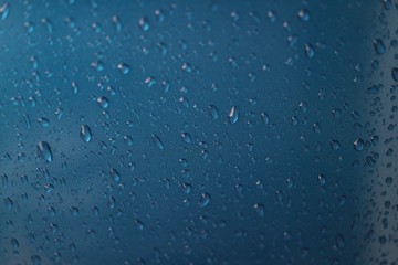 water drops on blue background