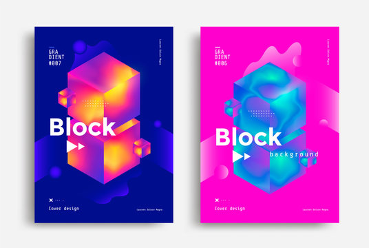 Creative design poster with isometric geometric shapes and 3d elements. Minimal bright composition for flyer, cover, brochure. Vector template