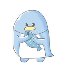 魚を持つペンギン