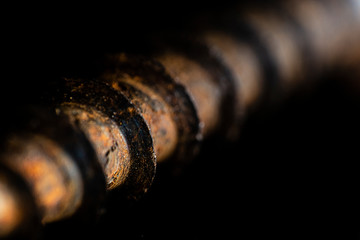 close up of an old rusty screw