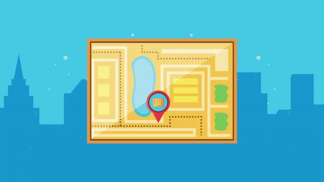 logistic service with map paper and pins locations