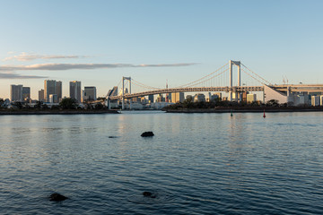 Tokyo skyline with the Rainbow Bridge