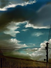 power lines in the cloudy sky