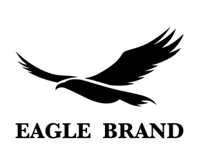 Obraz premium Black vector logo of eagle that is flying. 