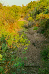 lago totalmente seco por la sequía de varios meses