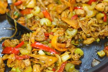 Fresh prepared eating with meat and vegetables