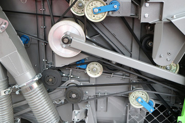 Combine. Power drive of units. Pulleys and belt drives.