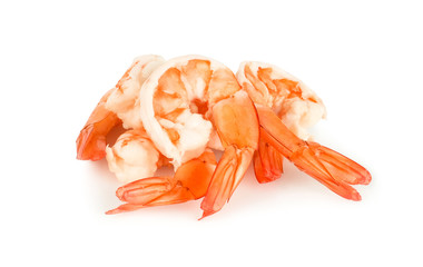 pile of shrimps isolated on a white background