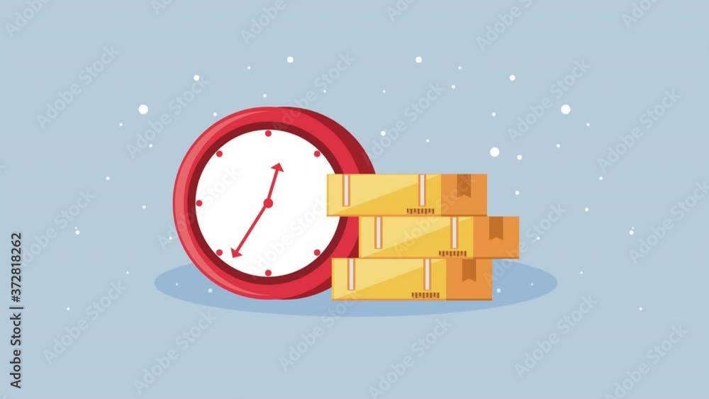 Poster logistic service with boxes carton and time clock