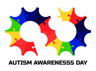 Fototapeta na wymiar Autism Awareness Day. Infinity symbol gear puzzle concept vector