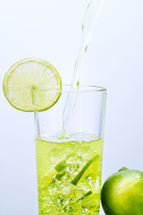 Glass with a fruit drink.