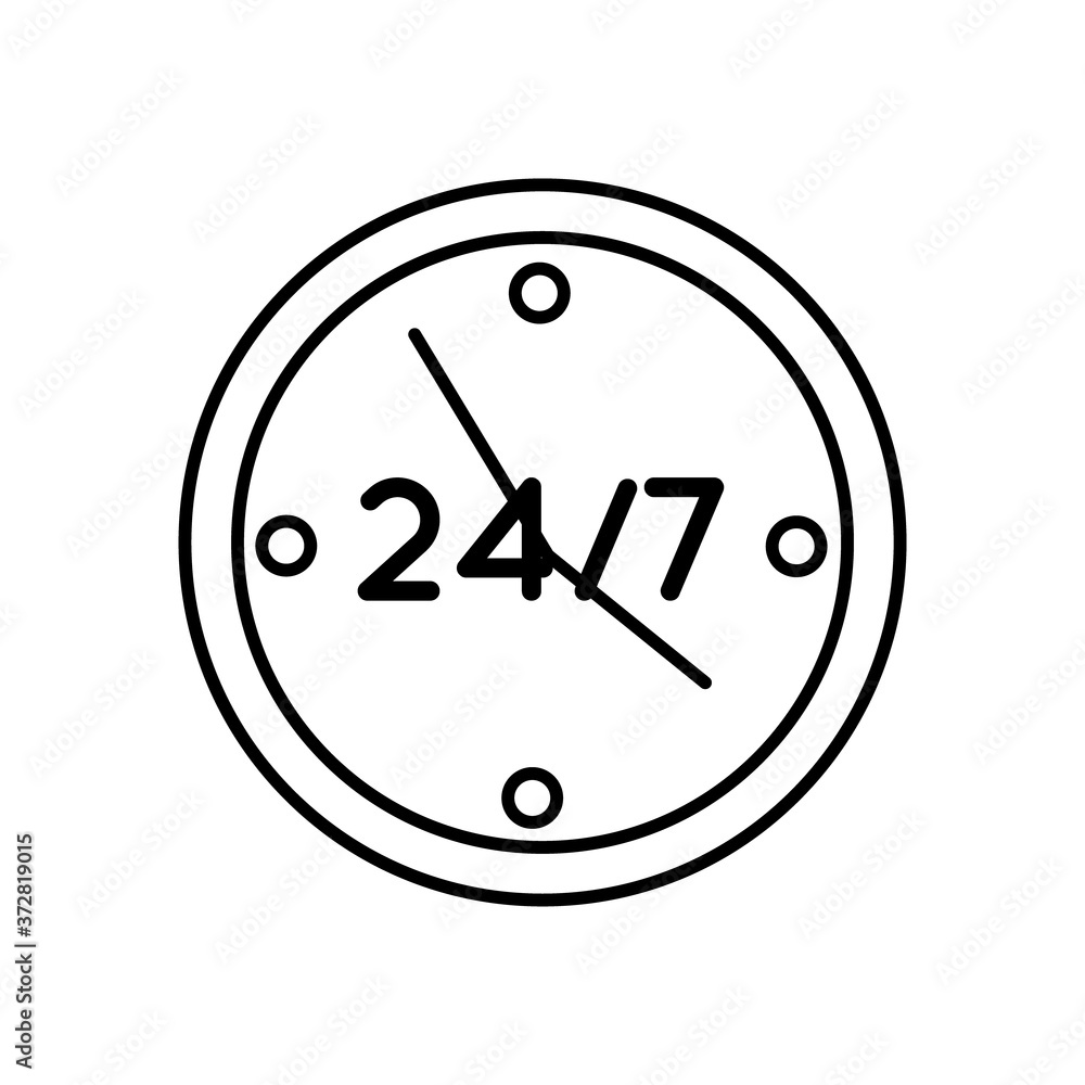Poster time clock with 24-7 symbol line style