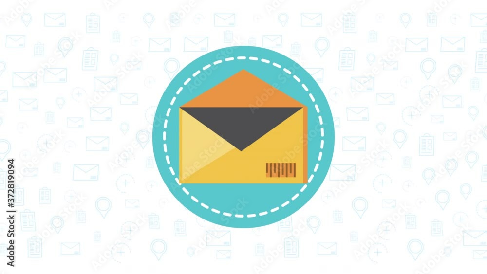 Poster logistic service with envelope mail animation