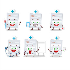 Doctor profession emoticon with tax payment cartoon character