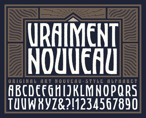 Vraiment Nouveau is an Original Art Nouveau Styled Alphabet with a Vintage Graphic Frame. Translation: Vraiment Nouveau Means "Truly New." © Mysterylab