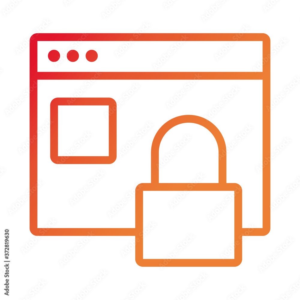 Poster webpage template with padlock gradient style icon