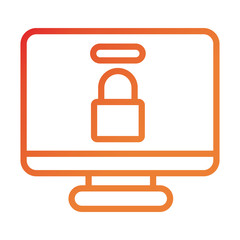desktop computer with padlock gradient style icon