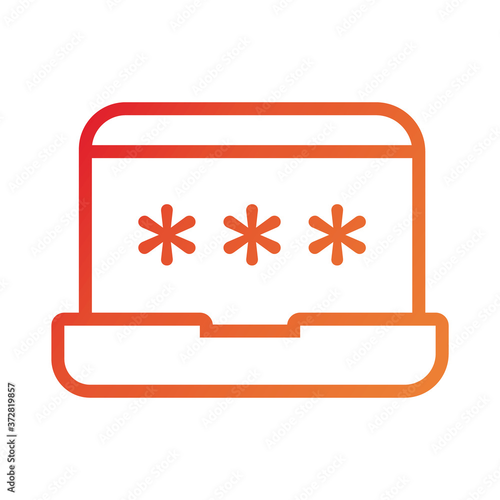 Poster laptop computer with password gradient style icon