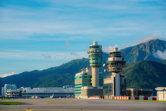 Hong Kong airport control tower and fire station