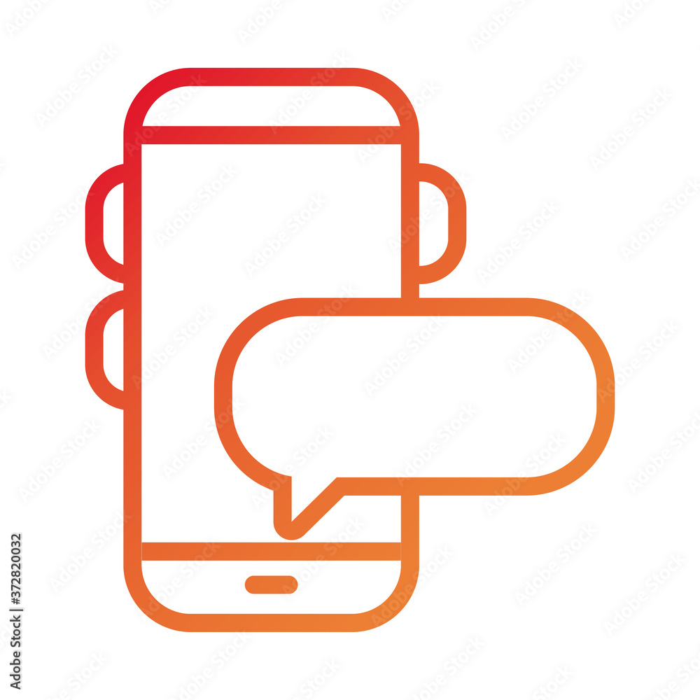 Poster smartphone device with speech bubble gradient style icon