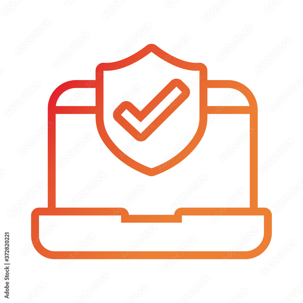 Poster laptop computer with shield gradient style icon