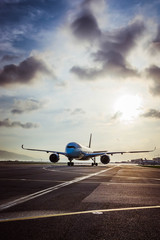 Aircraft taxiing to airport runway