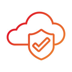 cloud computing with shield gradient style icon