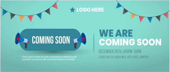 We are coming soon cover photo for website and facebook marketing. Facebook cover template. Coming soon vector cover template.new startup announcement concept 