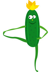 Vegetable yoga cucumber / Cartoon cucumber practicing yoga asana hand to big toe pose