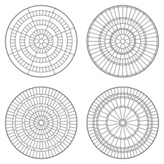Set of circular pattern flooring. Mosaic stone circular tiles in vector line. Mixed of symmetrical circle pattern.