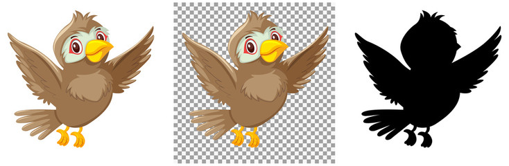 Cute sparrow bird cartoon character