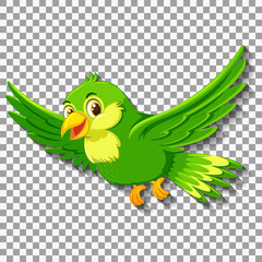Cute green bird cartoon character