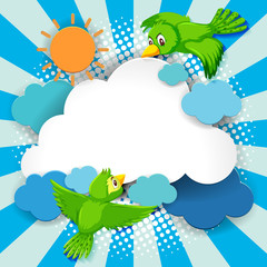 Bird fancy banner comic cartoon style