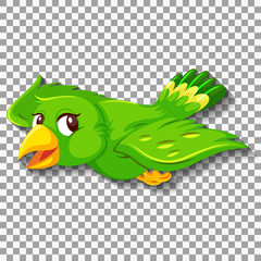 Cute green bird cartoon character