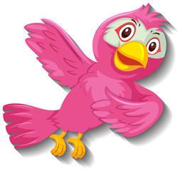 Cute pink bird cartoon character