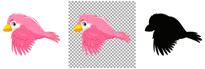 Cute pink bird cartoon character