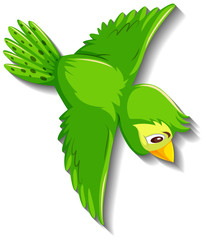 Cute green bird cartoon character
