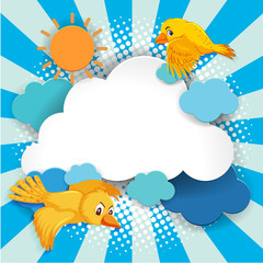 Bird fancy banner comic cartoon style