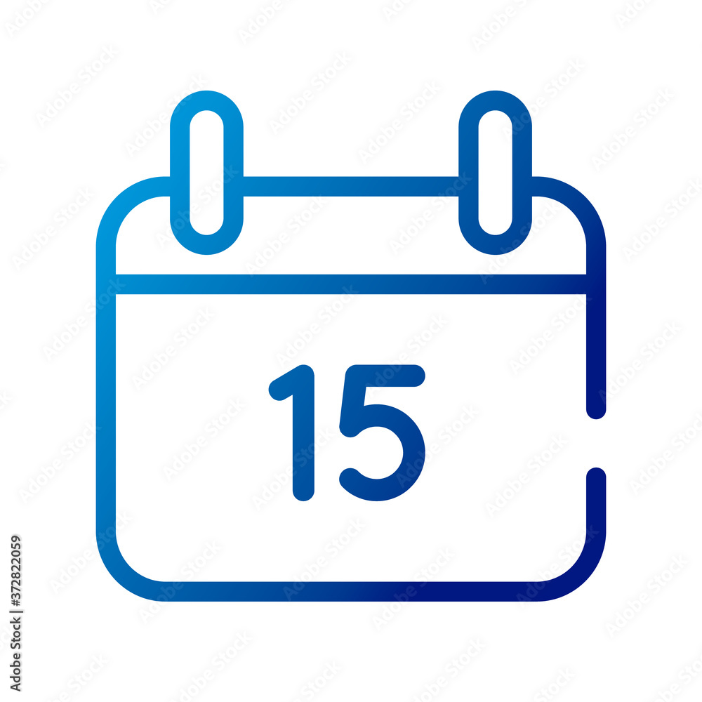 Poster calendar reminder with number 15 gradient style icon