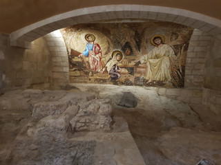 Old hall in St. Joseph's Church in Nazareth, Israel