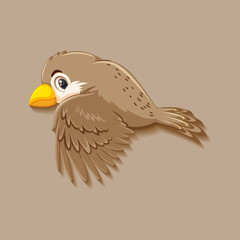 Cute sparrow bird cartoon character