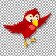 Cute red bird cartoon character