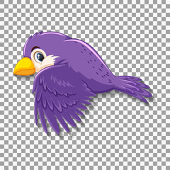 Cute purple bird cartoon character