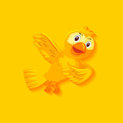 Cute yellow bird cartoon character